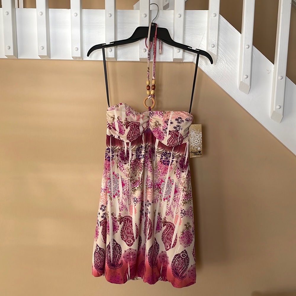 Sequin Hearts Strapless Pink Dress SIZE M